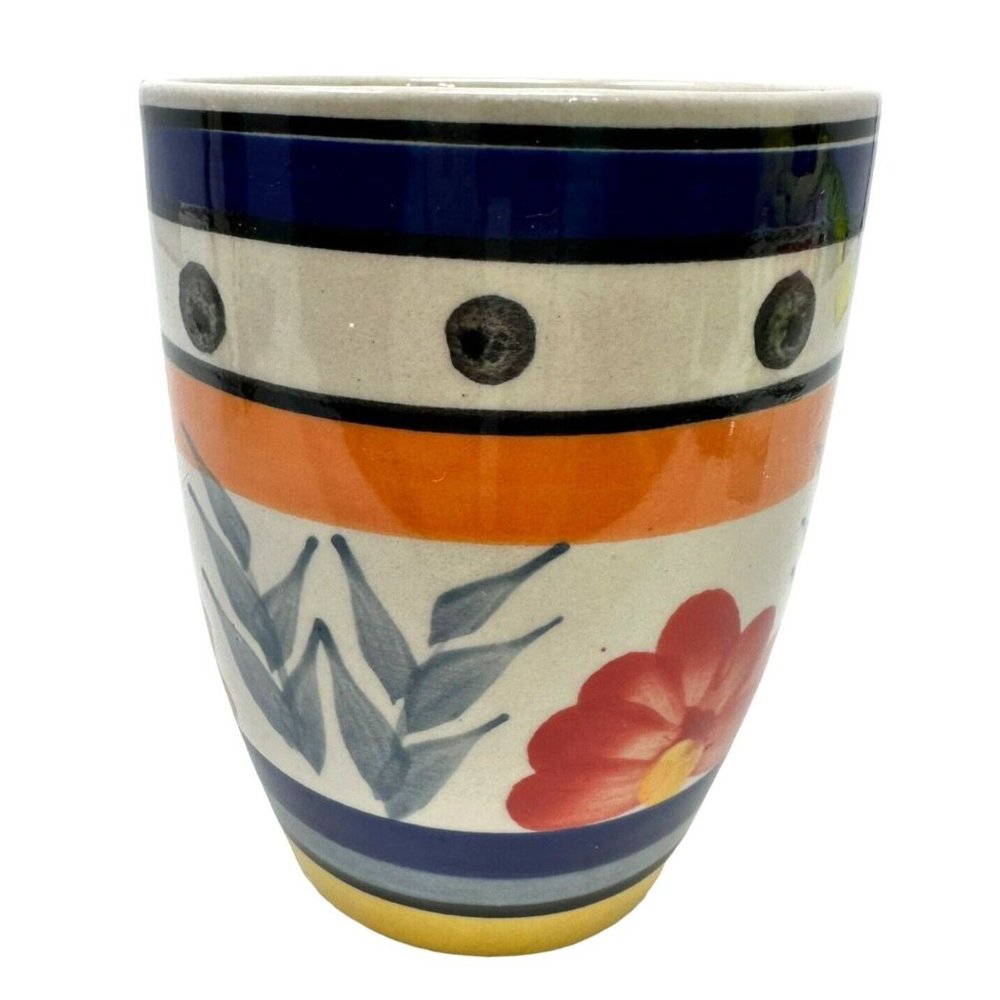 Azul Mug Hand Painted Ceramic Pottery Very Colorful Floral Coffee Tea Cup 10 oz - Picture 3 of 9